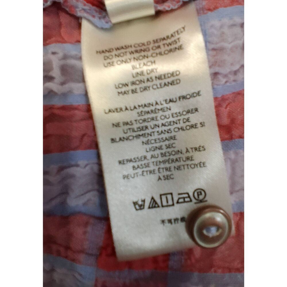 Pilcro Anthropologie womens small red plaid shirt blouse sleeveless seersucker - Picture 8 of 10